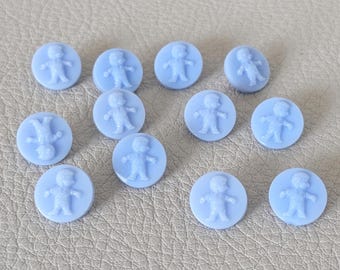 12 glass buttons light blue buttons small buttons children's buttons 11 mm