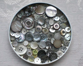 75 dark mother-of-pearl buttons shabby chic vintage buttons old mother-of-pearl buttons gift gift packaging