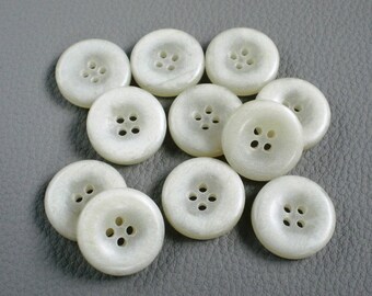 12 boutons en plastique 18 mm boutons blanc brillant