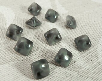 10 grey glass buttons square buttons small buttons doll buttons 8 mm