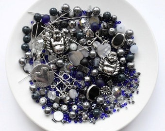 Galaxy Buddha bead set, mixed beads, craft beads, mother-of-pearl beads, Bohemian glass beads, acrylic beads, craft kit, DIY craft