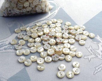 100 doll buttons in mother-of-pearl look 9 mm plastic buttons small buttons