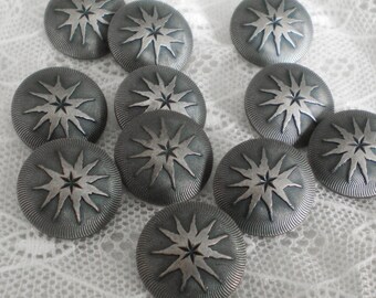 Plastic buttons in metal look star motif star shank buttons 19 mm