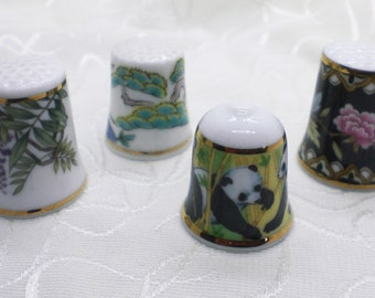 Ensemble de dé à coudre asie japon Panda ours grue asiatique porcelaine dés à coudre accessoires ensemble boîte à collectionner