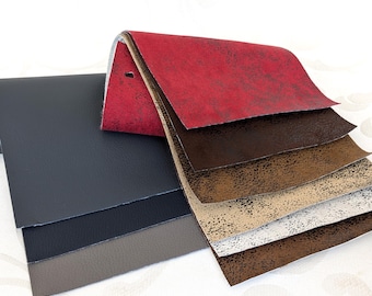 9 faux leather pieces/samples in various colors, faux leather, leather look, DIY craft supplies, craft projects