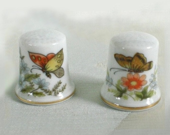 Dé à coudre ensemble papillons porcelaine papillon fournitures de couture lettre étui à collectionner