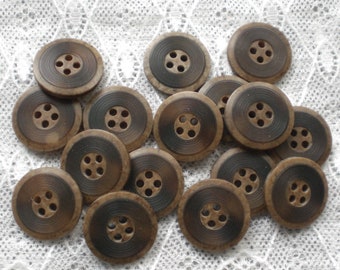 16 corozo buttons 20 mm vintage buttons hole buttons tagua nut