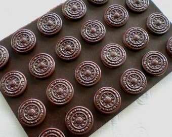 24 brown metal buttons vintage buttons shank buttons 19 mm