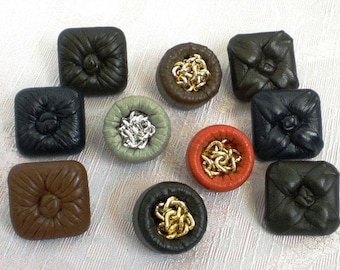 Exclusive leather buttons, 1950s style decorative buttons, vintage leather buttons