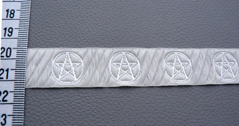 Woven ribbon gothic 2.50 m cream pentagram image 1