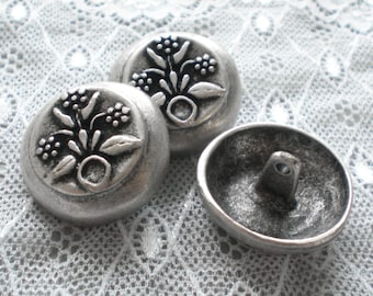 3 large, heavy traditional costume buttons, flower motif, eyelet buttons, metal buttons, traditional costume, 29 mm