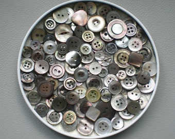 100 dark mother of pearl buttons shabby chic mother of pearl button lot vintage buttons mother of pearl craft buttons eyelet buttons hole buttons