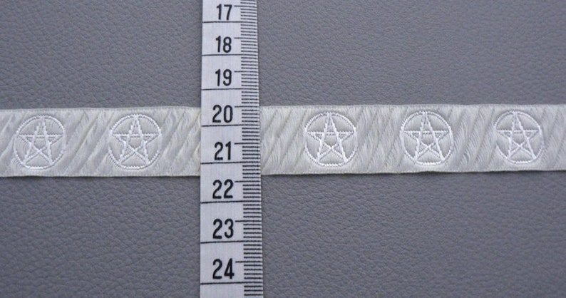 Woven ribbon gothic 2.50 m cream pentagram image 2