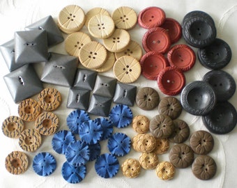 64 wooden buttons large buttons wood square round button bundle button mix