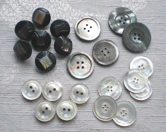24 different mother-of-pearl buttons buttons with mother-of-pearl decoration mother-of-pearl vintage buttons gift