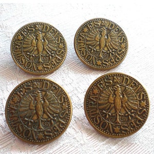 Large coat of arms buttons 8 pieces metal buttons 27 mm buttons with coat of arms motif shank buttons large buttons image 1