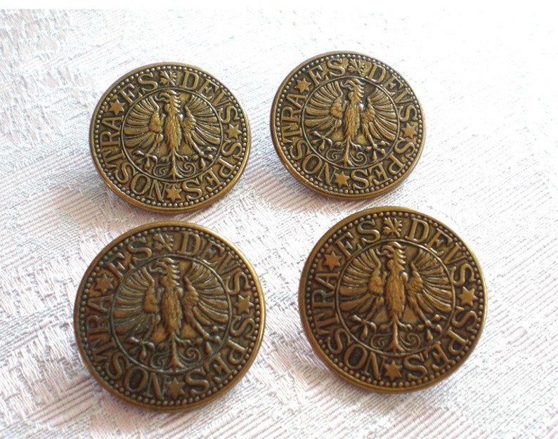 Large coat of arms buttons 8 pieces metal buttons 27 mm buttons with coat of arms motif shank buttons large buttons image 1