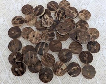 25 Small Vintage Traditional Buttons, Plastic Buttons, Hole Buttons, 12 mm, Horn Look