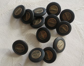 10 boutons vintage boutons plastique/métal boutons ronds 15 mm