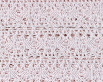 Rosé cotton bobbin lace 5 m cotton lace pink vintage lace