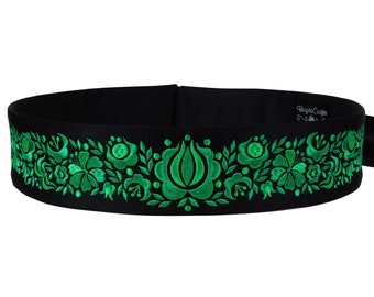 Cinturón bordado Viera, cinturón floral, cinturón folklórico.