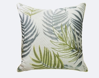 18'' Tropical Leaf Cushion Cover, Green Leaves Pillowcase, Plant Cushion, Decorative Throw Pillow, Linen Cushion Cover, Nature Print Cushion