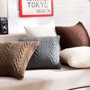 18'' Decorative Knitted Cushion Cover, Knit Pillow Case, Grey/Coffee/Cream/White Throw Pillow Cushion, Pointed Arrow Knit Cushion, Home Deco