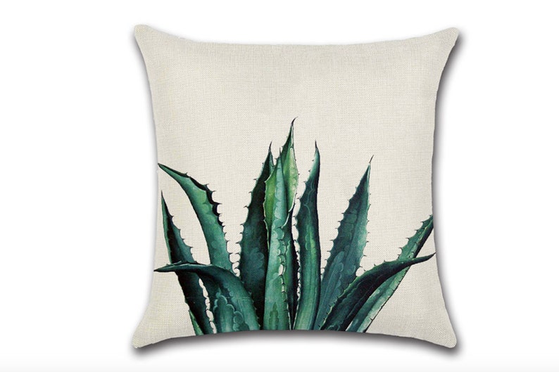 18'' Tropical Leaf Cushion Cover Green Leaves Etsy UK