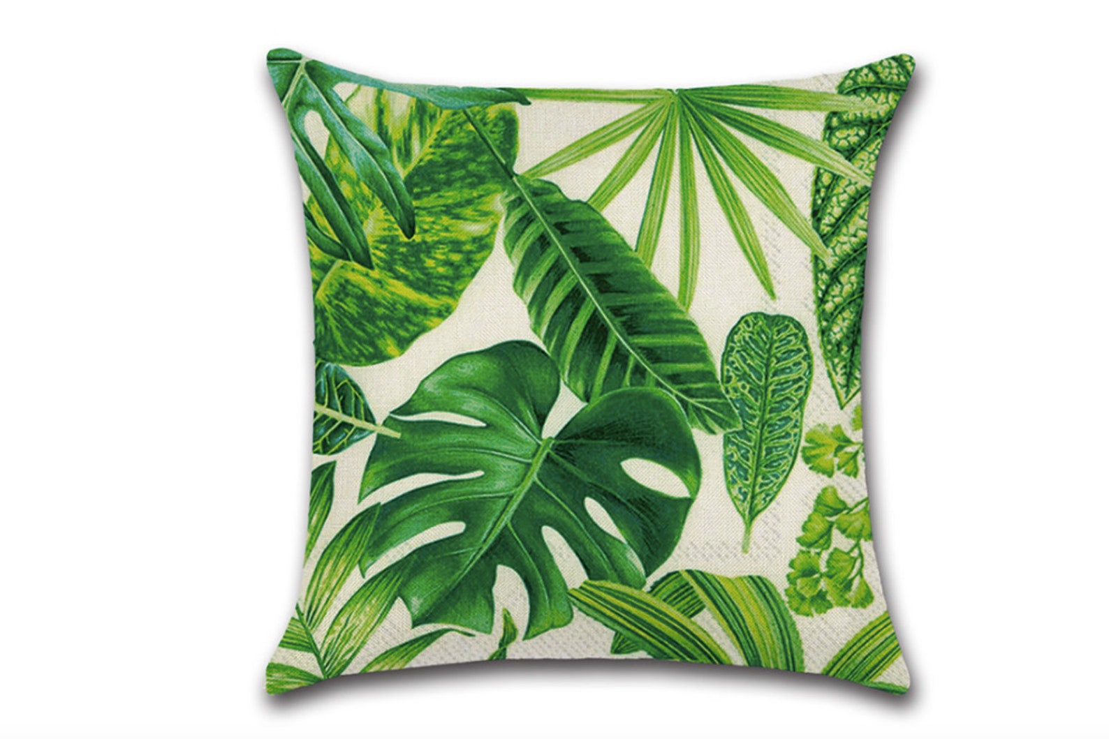 18'' Tropical Leaf Cushion Cover Green Leaves Etsy UK