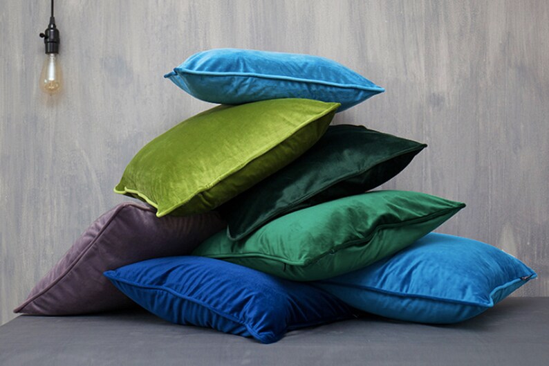 Vivid Green Velvet Cushion Grass Green Cushion Cover Solid Etsy