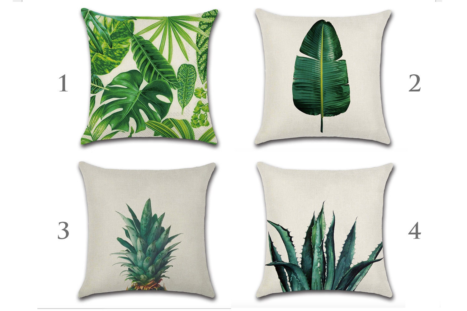 18'' Tropical Leaf Cushion Cover Green Leaves Etsy UK