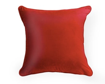 18'' Red Velvet Cushion Cover, Passion Red Pillow Case, Rouge Cushion, Christmas Cushion Cover, Solid Colour Throw Pillow Case,Red Home Deco