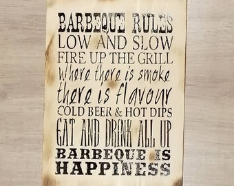 beautiful wooden sign "Barbeque Rules"