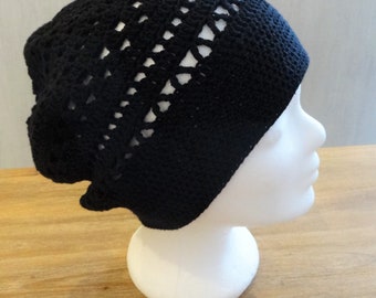 airy crocheted hat with a great pattern, beanie