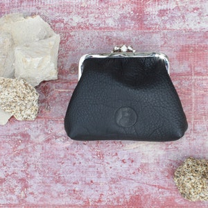 Cartera pequeña con 2 compartimentos, cartera termoadhesiva, funda para tarjetas de dinero, cuero, hecha a mano en Alemania, cartera