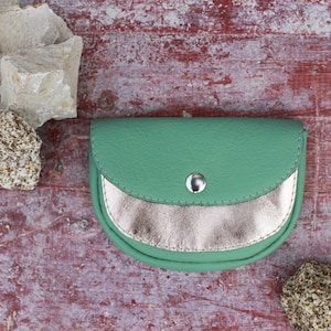 Cartera pequeña con 5 compartimentos, estuche para tarjetas de dinero, cuero, billetera