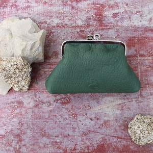 Ironing purse, case for cash cards, leather, olive green, handmade in Germany, wallet