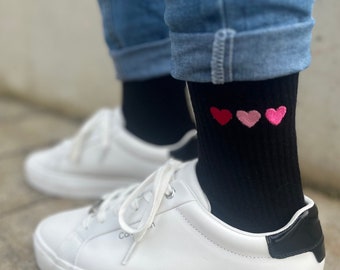 Herz Socken bestickt