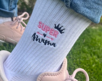 Super Mama - Socken bestickt