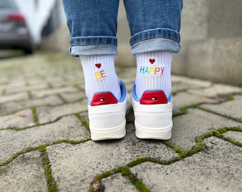 Be Happy - Embroidered Socks
