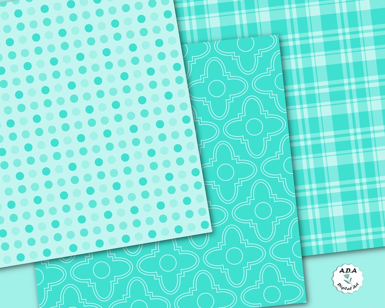 Turquoise Blue Paper, Turquoise Geometric Pattern, Printable Digital ...