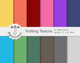 Pacchetto di carta digitale stampabile con trama a maglia, sfondo vettoriale in lana, carta per scrapbooking con trama a maglia, sfondo invernale, uso commerciale