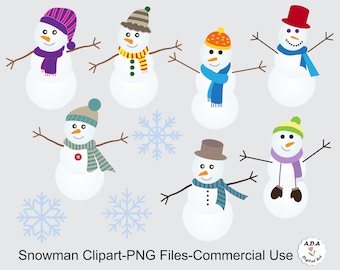 Sneeuwpop clipart, sneeuwpop illustratie, winter illustraties, digitale clipart, commercieel gebruik