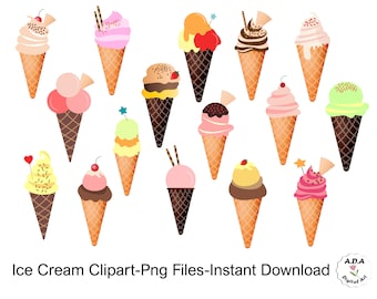Ice cream Clipart, Ice cream cone clip art, Ice cream illustration, Ice cream cone png, Commercial use