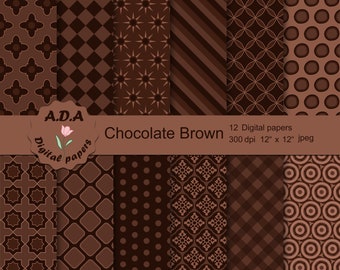 May include: Twelve digital papers in brown tones with various geometric patterns. The papers are 12 inches by 12 inches and 300 dpi.