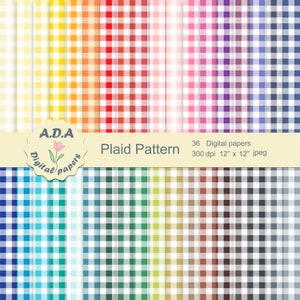 Plaid printable digital paper pack, Plaid pattern, Plaid background, 12x12 scrapbooking background, Printable plaid pattern, Commercial use