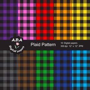 Plaid pattern, Printable digital paper, Lumberjack pattern, Plaid background, Printable plaid pattern, Commercial use
