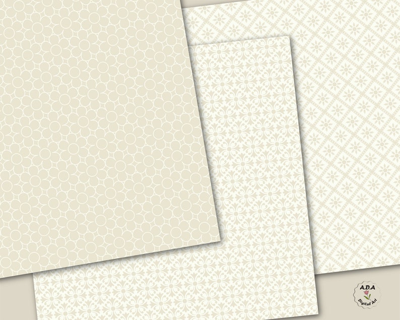 Paper Pattern Cream Floral Cream Digital Paper, Elegant Cream Floral Pattern, Cream ...