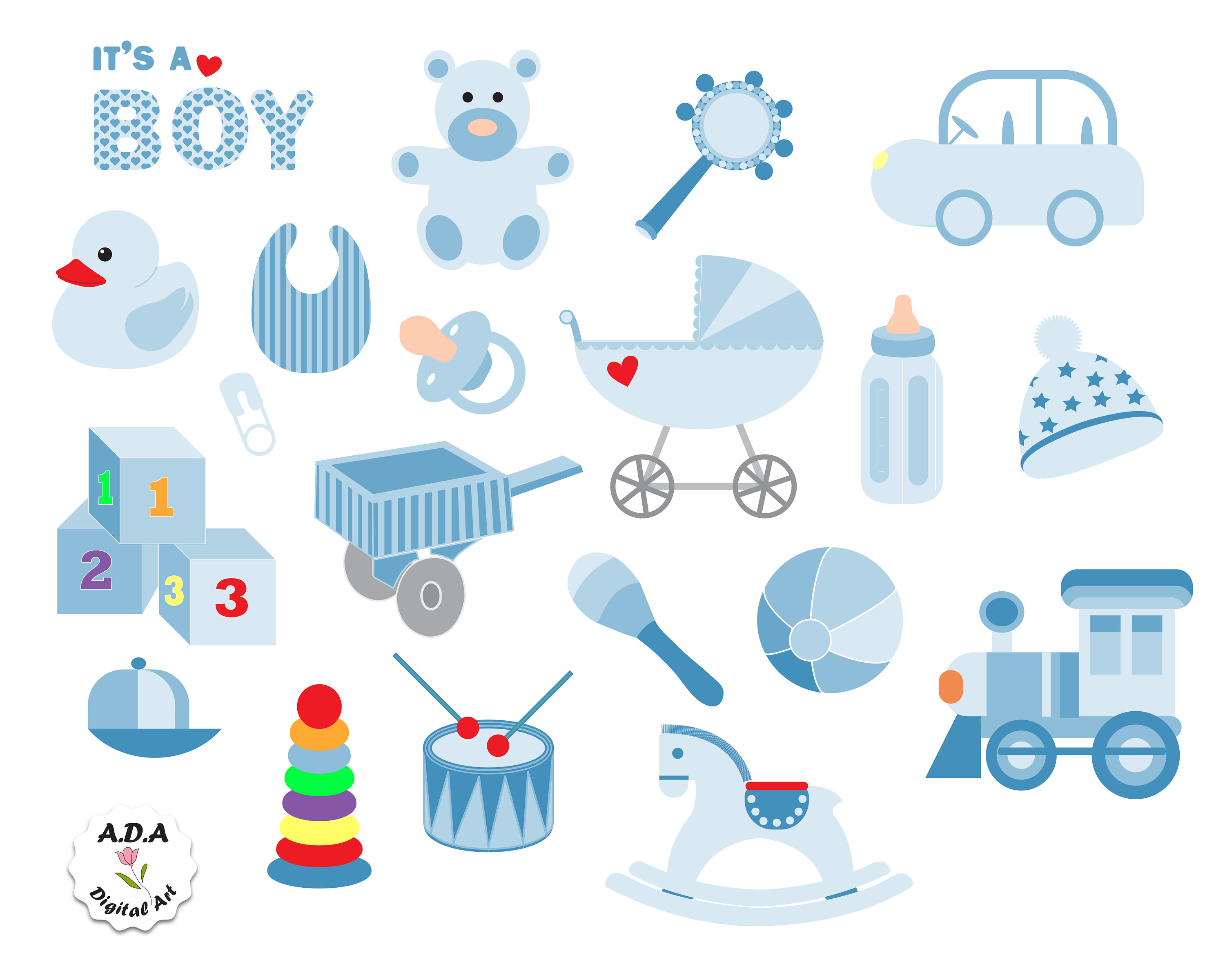 Blaue Baby Clipart Es Ist Ein Junge Baby Dusche Einladung Etsy