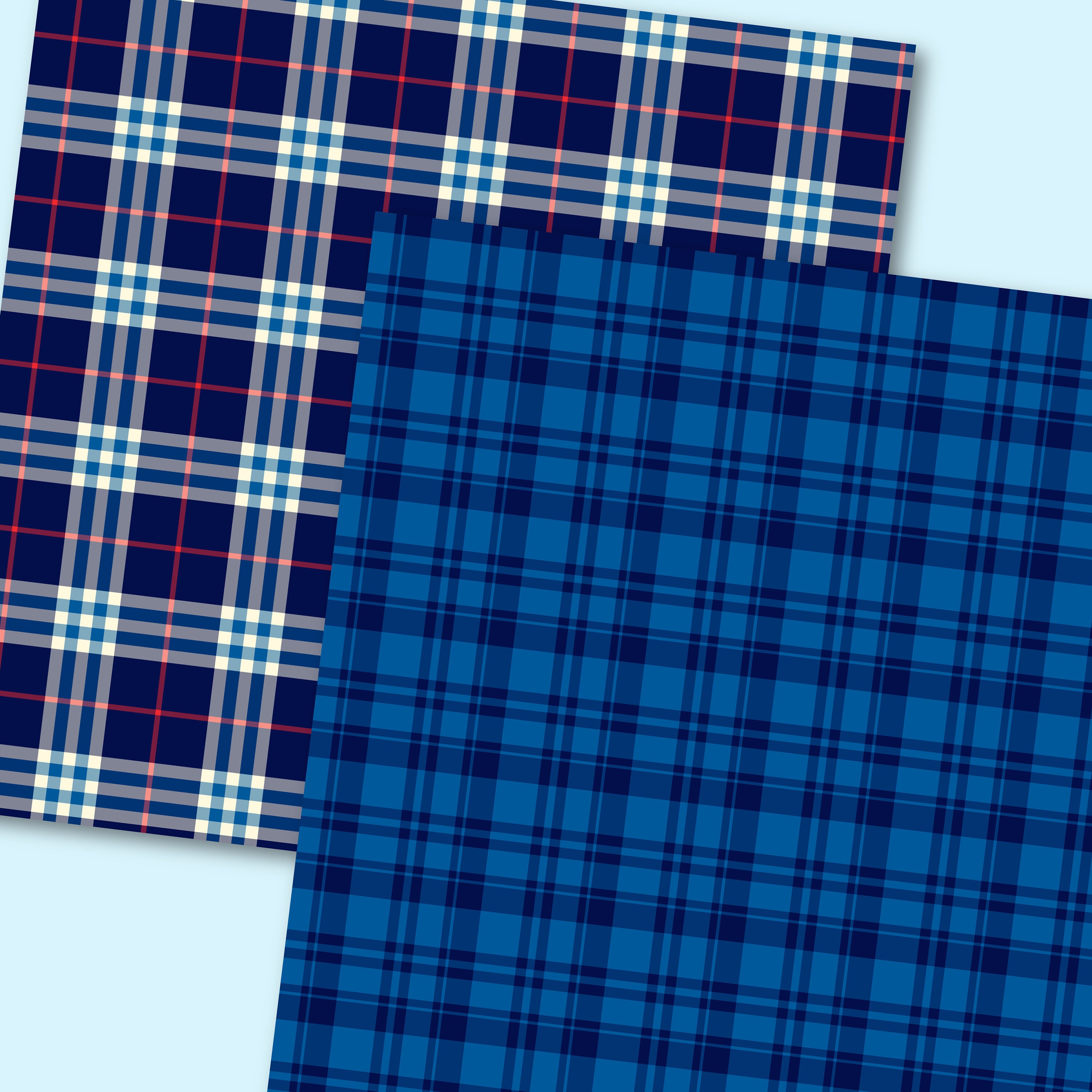 Blue and Red Plaid Digital Paper Pack Plaid Background Etsy